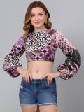 Puff Sleeves Slim Fit  Crop Top