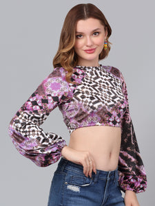 Puff Sleeves Slim Fit  Crop Top