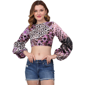 Puff Sleeves Slim Fit  Crop Top