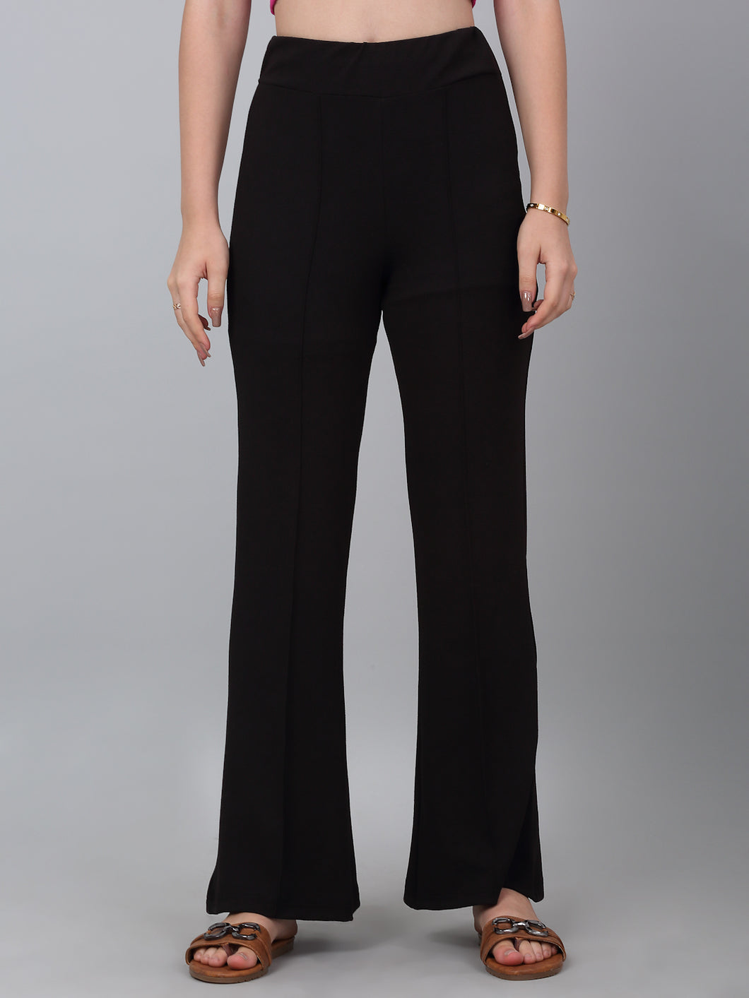 High Waist Corset Style Black Trouser